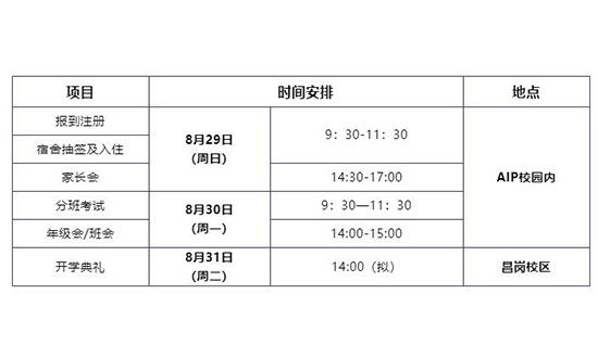 入学报到及相关事宜时间安排