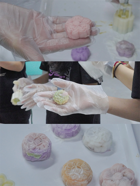 制作好五颜六色的冰皮月饼