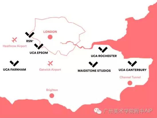 英国创意艺术大学UCA校区分布图 英国创意艺术大学UCA校区分布图