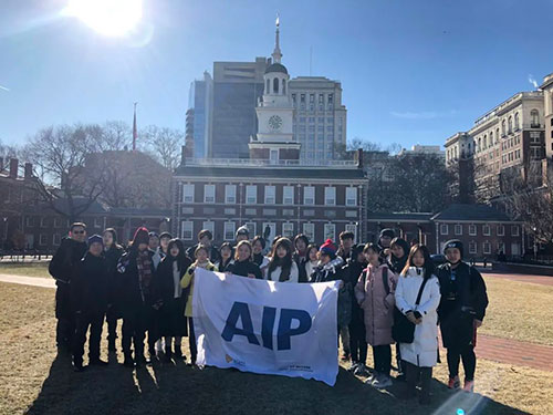 AIP冬令营游学团出发美国，探寻美东两大城市——纽约&费城，进行了为期14天的游学之旅合照